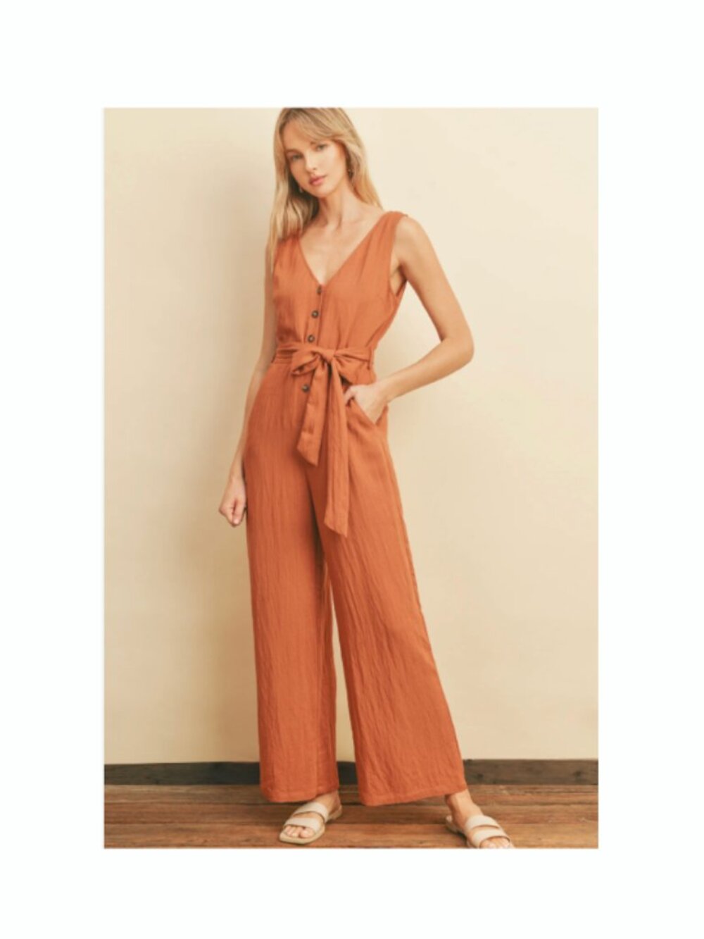 Sleeveless Jumpsuit in Camel